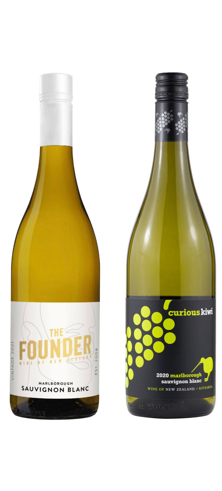 The Founder Sauvignon Blanc + Curious Kiwi Marlborough Sauvignon Blanc